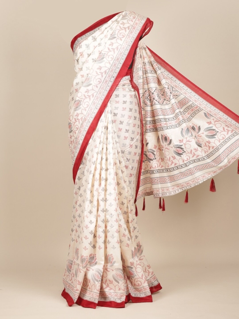 

Pothys White & Maroon Ethnic Motifs Saree