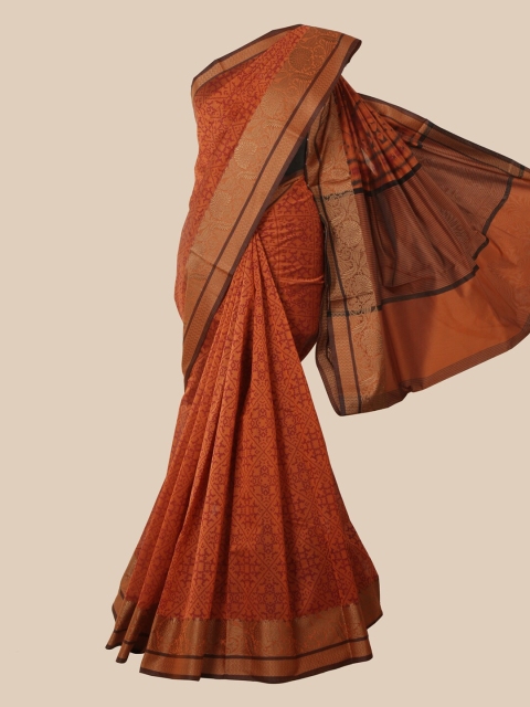

Pothys Orange & Burgundy Chanderi Saree