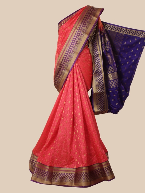 

Pothys Pink & Purple Woven Design Zari Satin Banarasi Saree