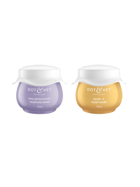 DOT & KEY Women Set Of 2 Purple & Brown All Night Combo AHA Exfoliating Sleeping Mask