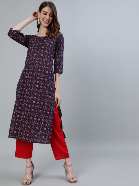 

AASI - HOUSE OF NAYO Women Navy Blue Printed Kurta