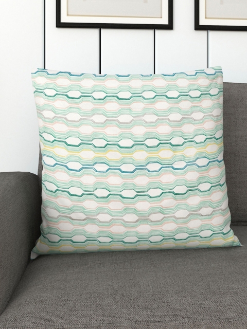 

Home Centre Teal Green & White Medley Bmount Cotton Square Floor Cushion