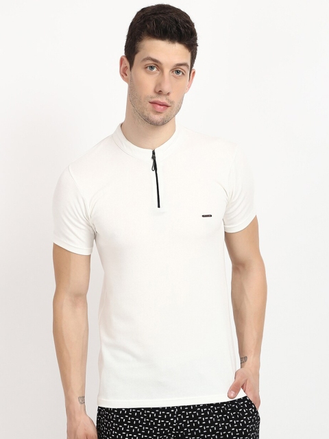 

V2 Value & Variety Men Off White Henley Neck Slim Fit T-shirt