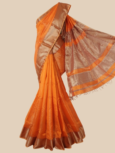 

Pothys Orange Pure Silk Maheshwari Saree