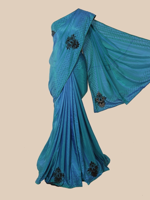 

Pothys Blue & Black Ethnic Motifs Beads and Stones Art Silk Saree
