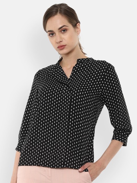 

Van Heusen Woman Black Printed Regular Top