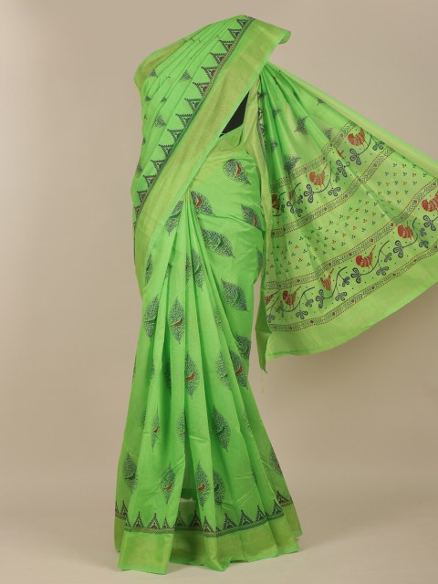 

Pothys Green & Maroon Ethnic Motifs Zari Saree