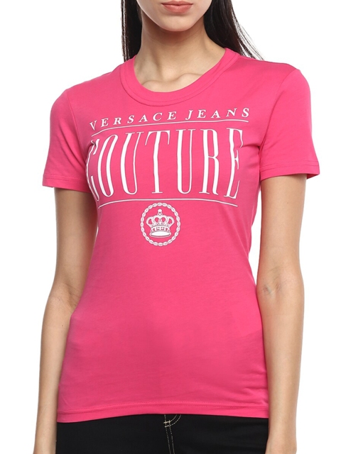 

Versace Jeans Couture Women Pink Typography Printed T-shirt