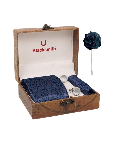 

Blacksmith Men Grey & Blue Leaves Printed Accessory Gift Set