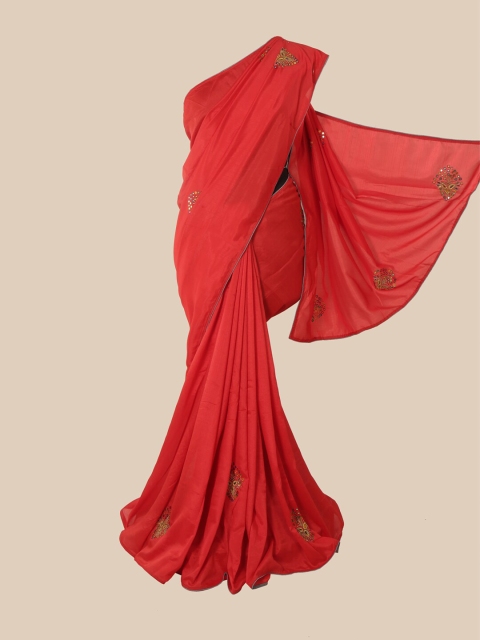 

Pothys Red Embellished Art Silk Saree
