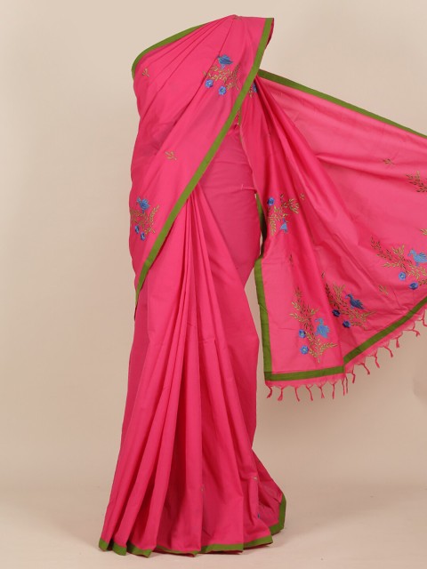 

Pothys Pink & Green Floral Saree