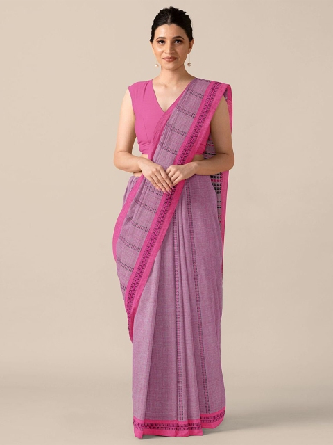 

Taneira Pink & Black Pure Cotton Saree