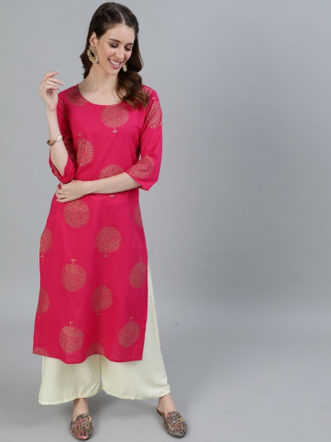 

AASI - HOUSE OF NAYO Women Pink Ethnic Motifs Printed Kurta