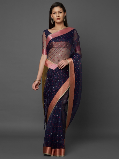 

Mitera Purple & Pink Zari Organza Saree