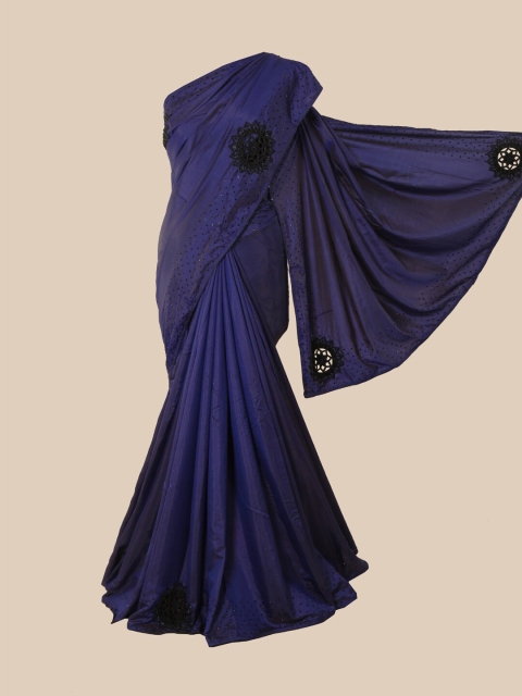 

Pothys Navy Blue & Black Embellished Art Silk Saree