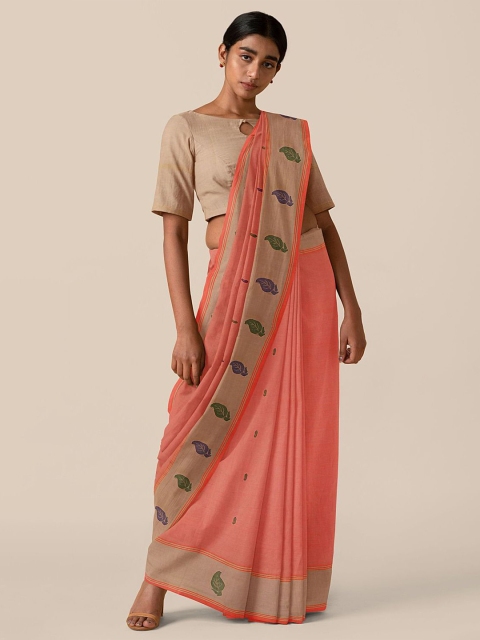 

Taneira Orange & Green Pure Cotton Saree