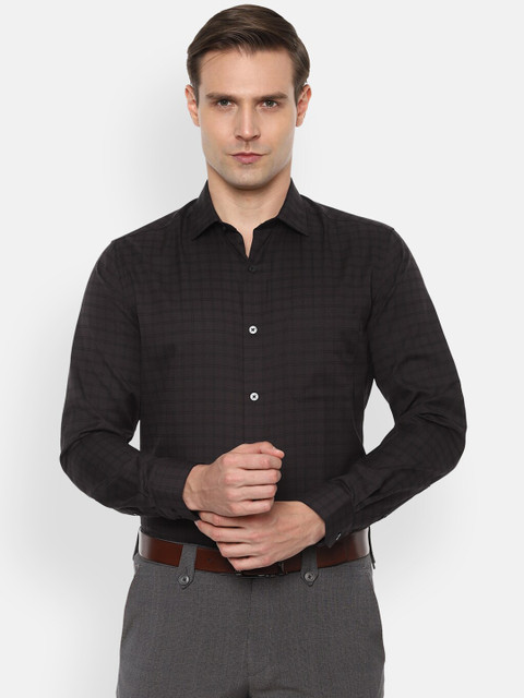 

Louis Philippe Men Brown Checked Slim-Fit Formal Shirt