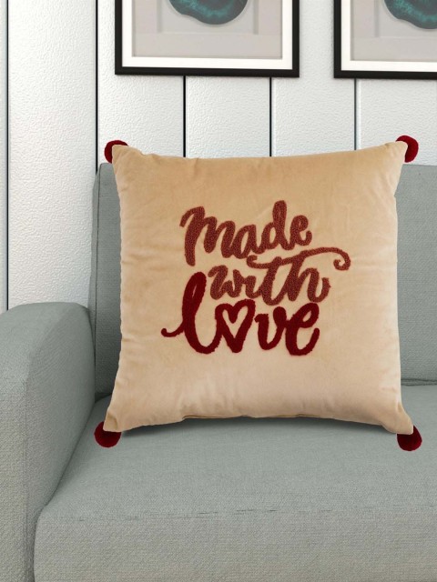 

Home Centre Beige & Maroon Lark Gtl Appliqued Square Floor Cushion