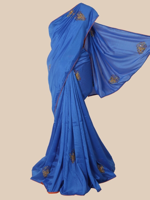 

Pothys Blue Embellished Beads and Stones Art Silk Saree