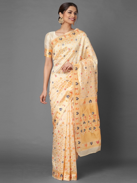 

Mitera Peach Woven Design Silk Blend Saree