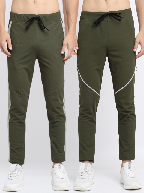 

NEUDIS Men Pack of 2 Green Solid Structured Slim Fit Track Pants