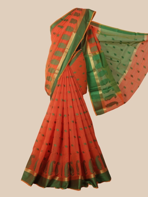 

Pothys Orange & Green Woven Design Saree