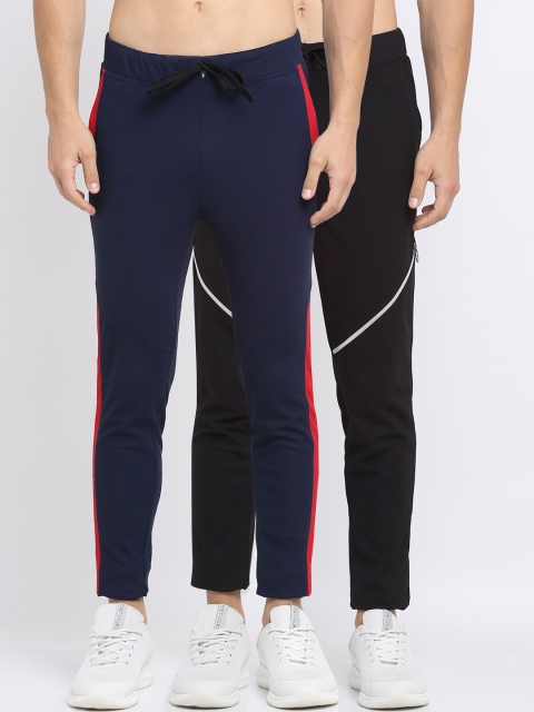 

NEUDIS Men Pack Of 2 Solid Slim-Fit Track Pants, Blue