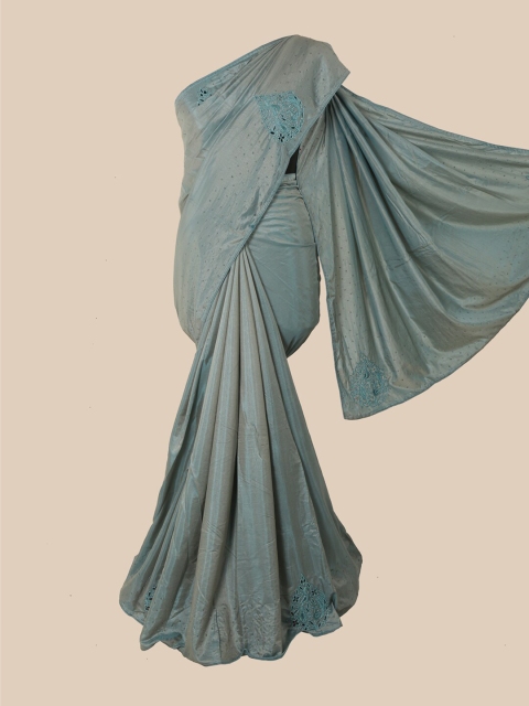 

Pothys Grey Ethnic Motifs Sequinned Art Silk Saree