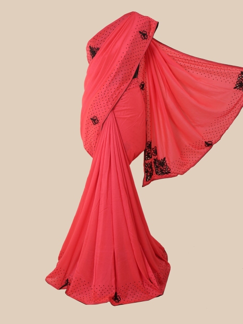 

Pothys Pink & Black Embellished Art Silk Saree