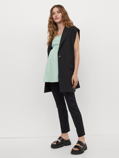 

H&M Women Green MAMA Pure Cotton Halter Neck Top