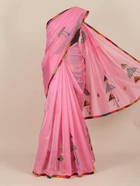 

Pothys Pink & Maroon Embroidered Saree