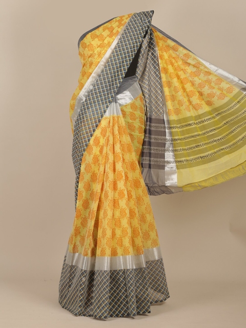

Pothys Yellow & Grey Ethnic Motifs Saree