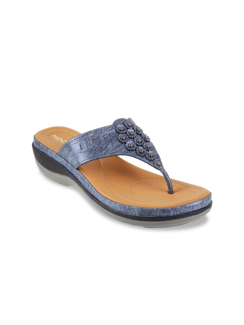 

Mochi Blue Embellished Comfort Sandals