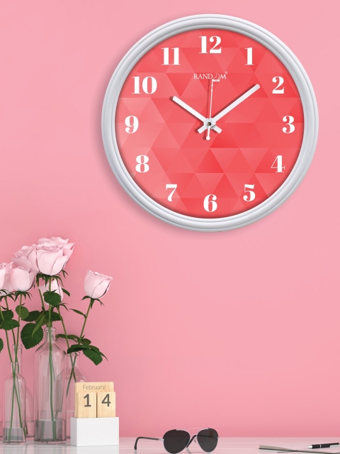 

RANDOM Pink & White Printed Contemporary Wall Clock