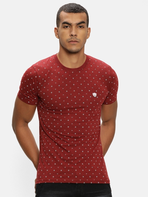

V2 Value & Variety Men Maroon & White Printed Cotton T-shirt
