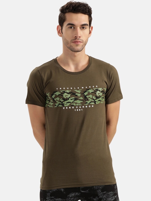 

V2 Value & Variety Men Olive Typography Printed T-shirt