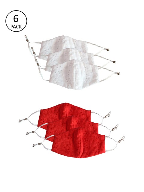 

Bellofox Unisex Pack of 6 Solid 3-Ply Reusable Pure Cotton Protective Outdoor Masks, White