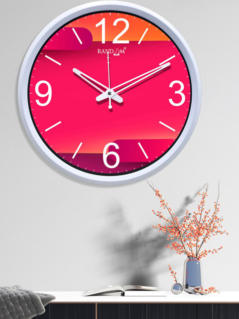 

RANDOM Pink & White Printed Contemporary Wall Clock