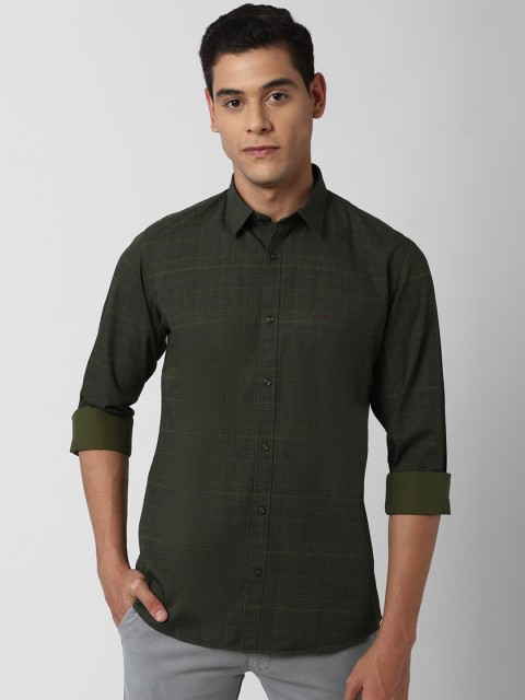 

Peter England Casuals Men Olive Slim Fit Checked Casual Shirt