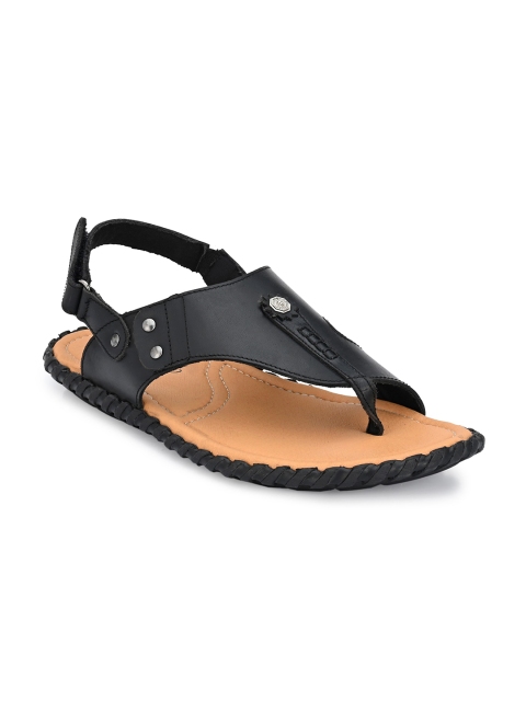 

Alberto Torresi Men Black & Beige Leather Comfort Sandals