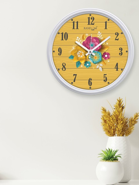 

RANDOM Yellow & Pink Printed Contemporary Wall Clock