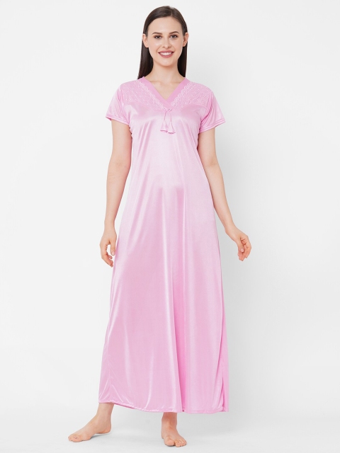 

Juliana Dream Pink Satin Solid Nightdress