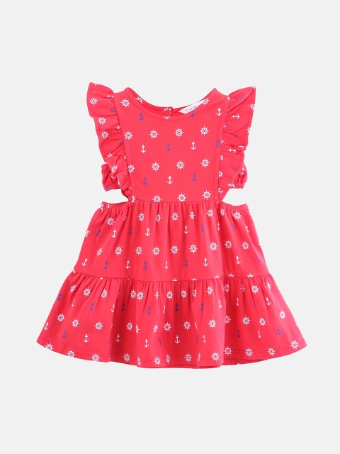 

Beebay Girls Red Anchor Print Ruffled Fit & Flare Dress