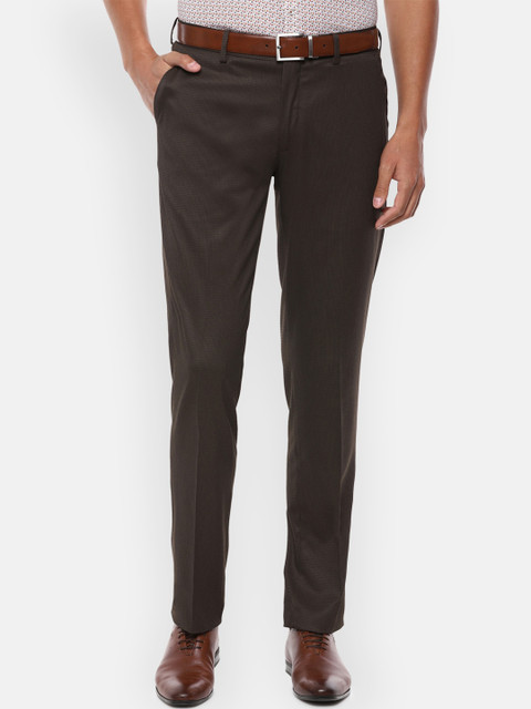 

Louis Philippe Men Brown Textured Formal Trousers