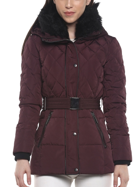 

Phase Eight Women Burgundy Longline Quilted Jacket