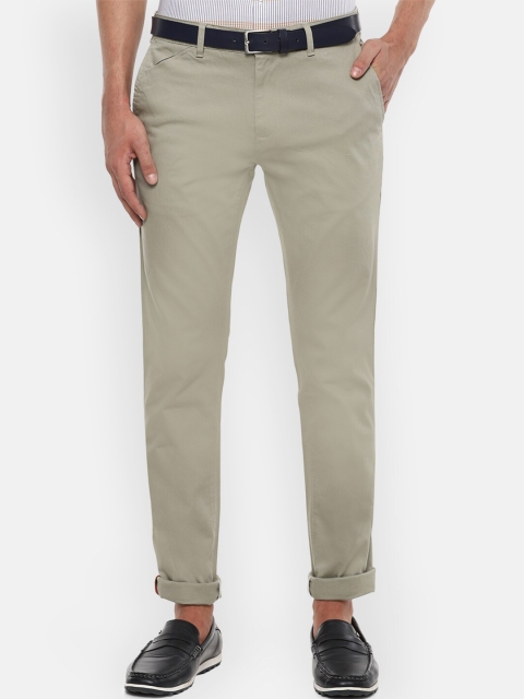 

V Dot Men Green Textured Slim Fit Regular Trousers