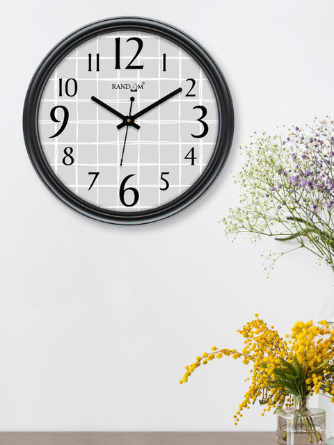 

RANDOM Grey & White Printed Contemporary Wall Clock