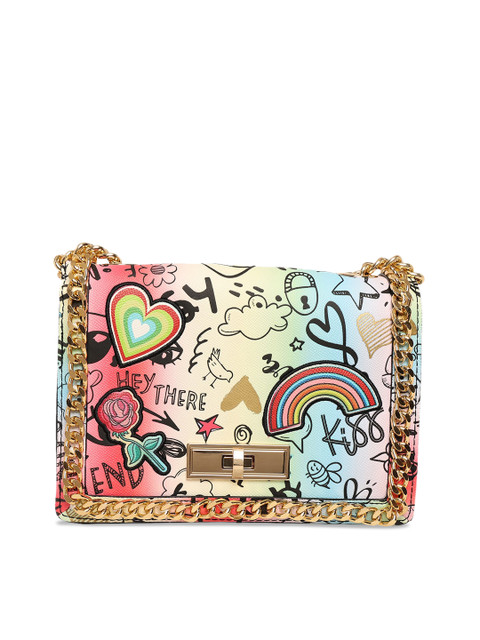 

ALDO Multi Printed Structured Sling Bag with Chain