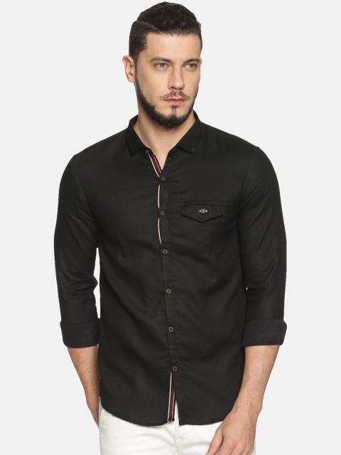 

WITH Men Black Solid Casual Shirt