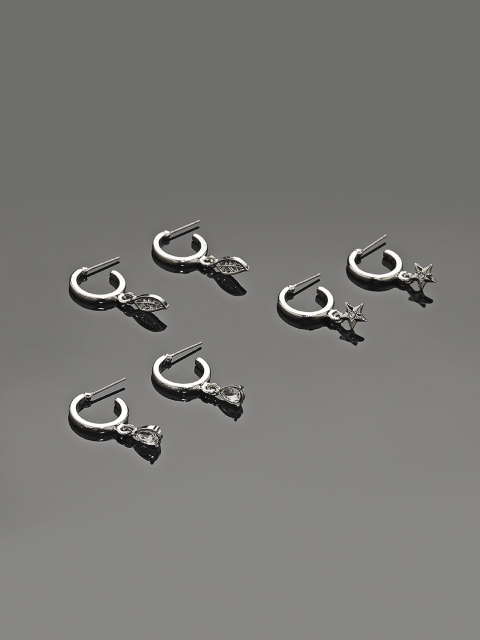 

Accessorize Set Of 3 Silver-Plated Circular Half Hoop Earrings